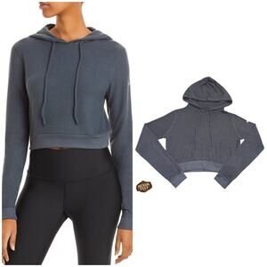 Alo Yoga Women’s Getaway Hoodie Anthracite Cropped Pullover Dark Grey Size L